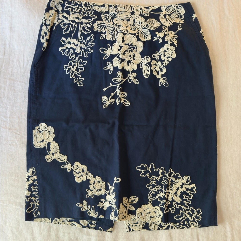 J. Crew Floral Embroidered Pencil Skirt